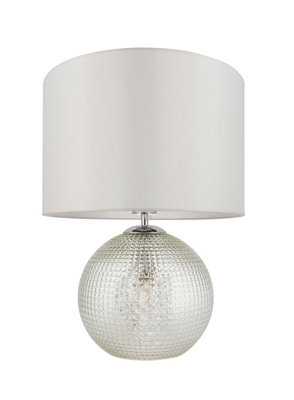 Anson Lighting Rigby 2lt Table light finished in Clear textured glass and vintage white fabric