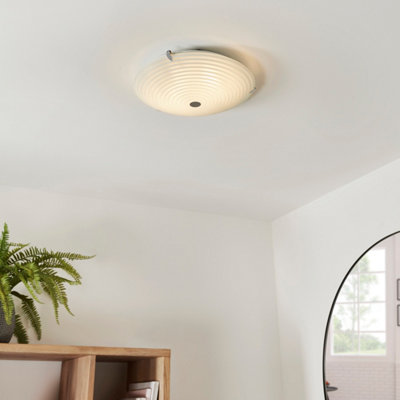 Anson Lighting Ripple flush 2lt finished in Frosted/clear glass & chrome plate