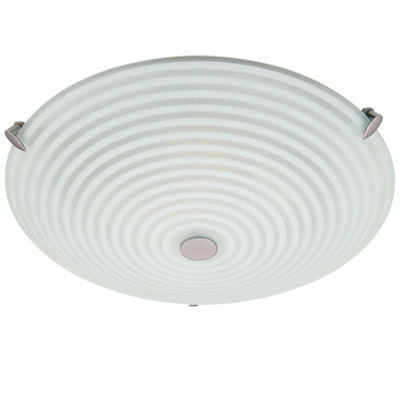 Anson Lighting Ripple flush 2lt finished in Frosted/clear glass & chrome plate