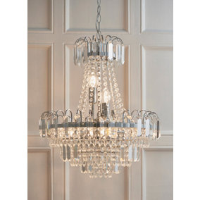 Anson Lighting Safiya Chrome and Faceted Glass Beads Ceiling Pendant