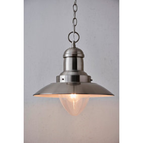 Anson Lighting Shelby Pendant light finished in Satin nickel plate and clear glass