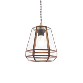 Anson Lighting Stairly 1lt       Antique solid brass and clear glass Pendant easyfit Unwired Shade only