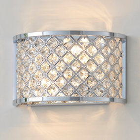 Anson Lighting Stockton 2lt Wall light finished in chrome plate and clear crystal