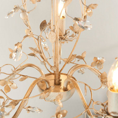 Anson Lighting Tacoma 5lt Pendant light finished in Cream/br gold paint and clear/pearl acrylic