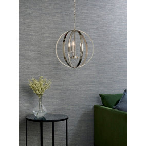 Anson Lighting Torlea 3lt Pendant light finished in Bright nickel plate and clear faceted acrylic