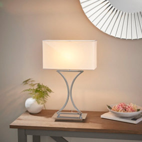 Anson Lighting Virginia Table light finished in Chrome plate and white fabric
