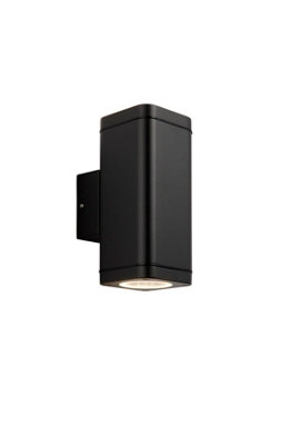 Anson Lighting Yola 2lt outdoor wall light finished in Textured black and clear glass