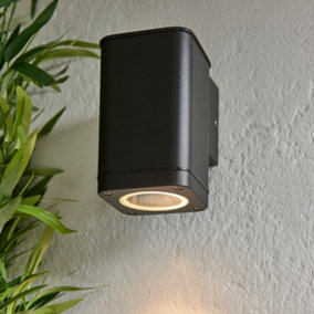 Anson Lighting Yola outdoor wall light finished in Textured black and clear glass