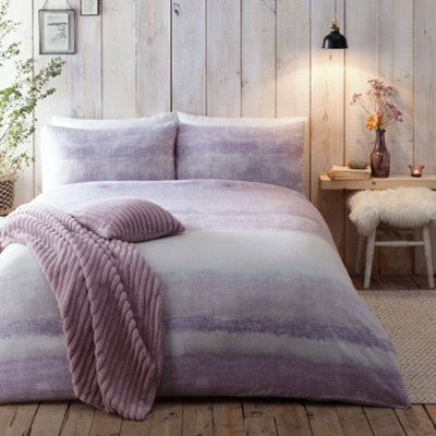 Anson Stripe 100% Brushed Cotton Mauve Duvet Cover Set