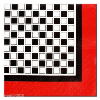 Ant Picnic Checked Disposable Napkins (Pack of 20) White/Black/Red (One Size)