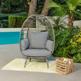 Antalya Egg Chair with Grey Cushions, Dark Grey