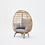 Antalya Egg Chair with Grey Cushions, Natural