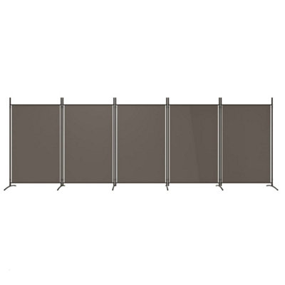 Anthracite Fabric 5-Panel Room Divider Screen 433x180 cm - Privacy ...