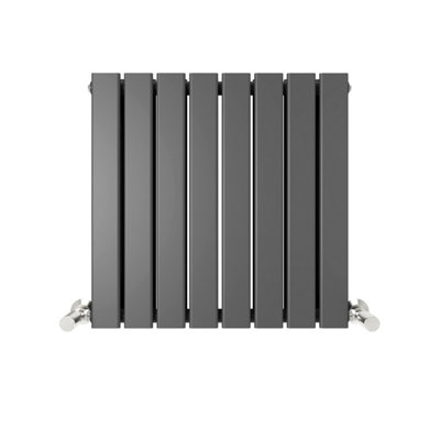 Anthracite Flat Tube 600x608mm Horizontal Double Panel Heated Towel Radiator