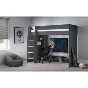 Anthracite Gaming Bed with Desk - Single 3ft (90cm)