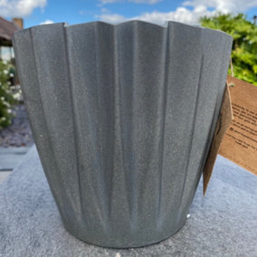 Anthracite Grey Bamboo Planter Corrugated Pot