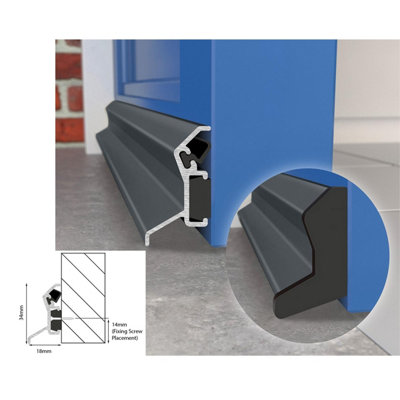 Anthracite Grey Expelex Aluminium Door Draught Excluder Rain Deflector Weather Bar Drip Seal