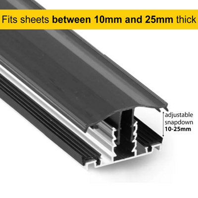 Anthracite Grey Snapdown Rafter Supported TGlaze Glazing Bar for 10, 16 ...
