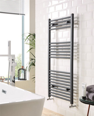 Anthracite Grey Straight 600 x 1200 Heated Towel Rail Warmer Radiator Rad 22mm