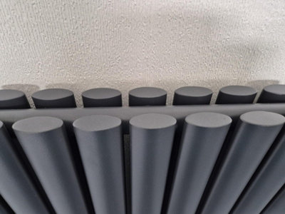 Anthracite Horizontal Double Oval Column Radiator (H)600mm (W)413mm 2736 BTU Steel Compatible for Central Heating System
