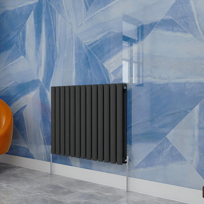 Anthracite Horizontal Double Oval Column Radiator (H)600mm (W)767mm ...