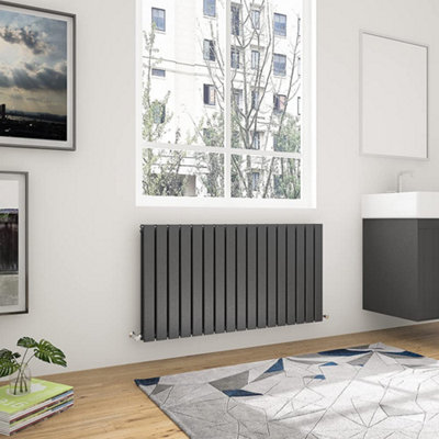 Anthracite Horizontal Double Pannel Radiator (H)600mm (W)1156mm 5444 BTU Steel Compatible for Central Heating System