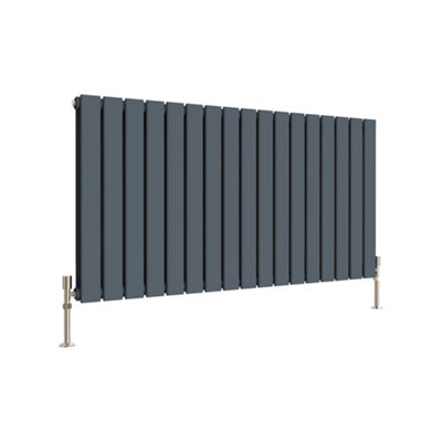 Anthracite Horizontal Double Pannel Radiator (H)600mm (W)1156mm 5444 BTU Steel Compatible for Central Heating System