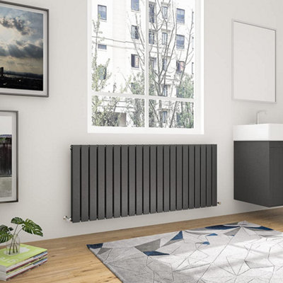 Anthracite Horizontal Double Pannel Radiator (H)600mm (W)1428mm 6725 BTU Steel Compatible for Central Heating System
