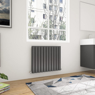 Anthracite Horizontal Double Pannel Radiator (H)600mm (W)748mm 3523 BTU Steel Compatible for Central Heating System