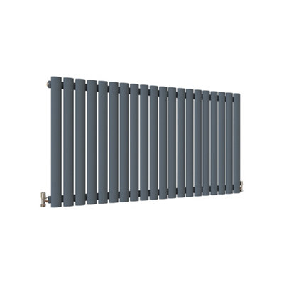 Anthracite Horizontal Single Oval Column Radiator (H)600mm (W)1180mm 4140 BTU Steel for Central Heating System
