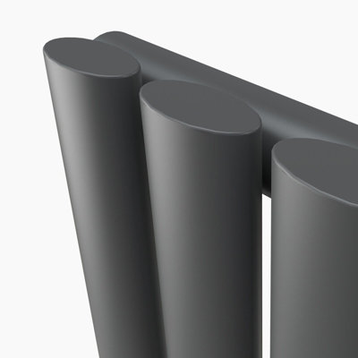 Anthracite Horizontal Single Oval Column Radiator (H)600mm (W)1180mm 4140 BTU Steel for Central Heating System