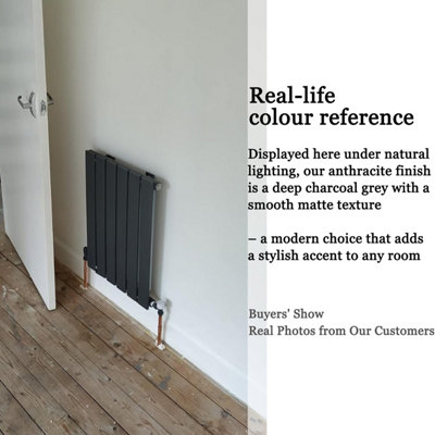 Anthracite Horizontal Single Pannel Radiator (H)600mm (W)1156mm 3521 BTU Steel Compatible for Central Heating System