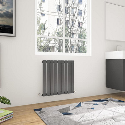 Anthracite Horizontal Single Pannel Radiator (H)600mm (W)612mm 1864 BTU Steel Compatible for Central Heating System