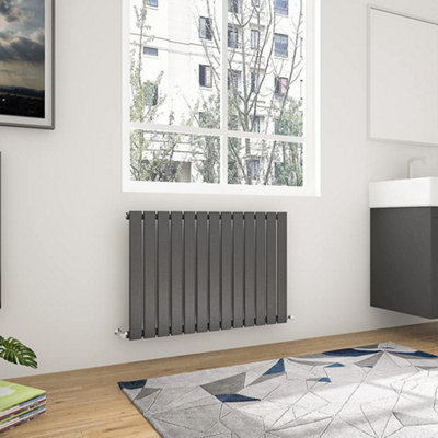 Anthracite Horizontal Single Pannel Radiator (H)600mm (W)884mm 2692 BTU Steel Compatible for Central Heating System