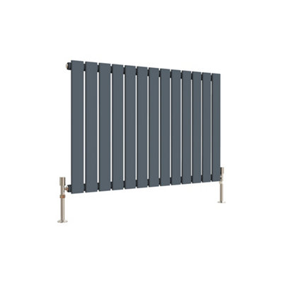 Anthracite Horizontal Single Pannel Radiator (H)600mm (W)884mm 2692 BTU Steel Compatible for Central Heating System