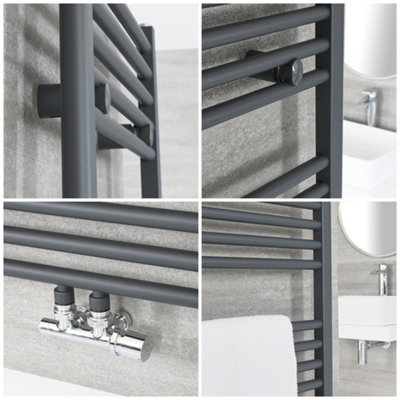 Anthracite Middle Connection Heated Towel Rail 500mm x 1600mm