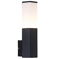 Anthracite Outdoor Modern Up Lantern Heavy Duty Aluminium Hexagonal Cylinder Wall Light - IP54 - 25.5cm Height - ES E27 Required