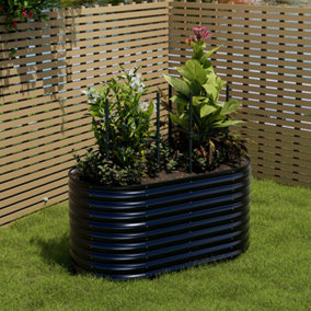 Anthracite Oval Garden Two-grid Metal Raised Bed Galvanized Raised Planter Box Outdoor Raised Garden Bed Kit