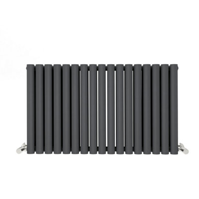 Anthracite Oval Tube 600x1003mm Horizontal Double Panel Heated Towel Radiator