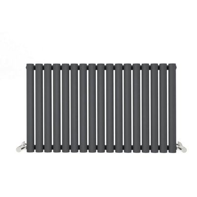 Anthracite Oval Tube 600x1003mm Horizontal Single Panel Heated Towel Radiator