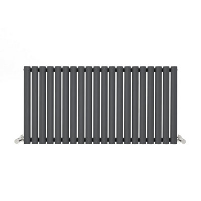 Anthracite Oval Tube 600x1180mm Horizontal Single Panel Heated Towel Radiator