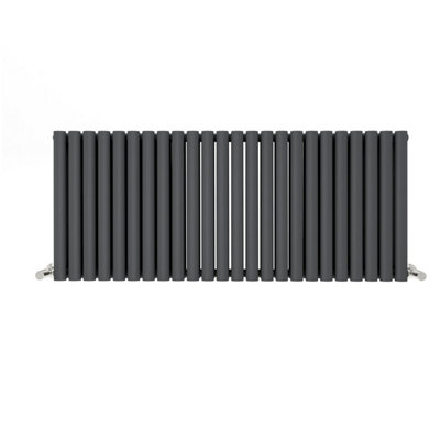 Anthracite Oval Tube 600x1416mm Horizontal Double Panel Heated Towel ...