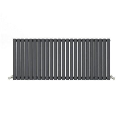 Anthracite Oval Tube 600x1416mm Horizontal Single Panel Heated Towel Radiator