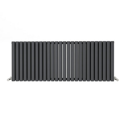 Anthracite Oval Tube 600x1534mm Horizontal Double Panel Heated Towel Radiator