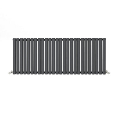 Anthracite Oval Tube 600x1534mm Horizontal Single Panel Heated Towel Radiator