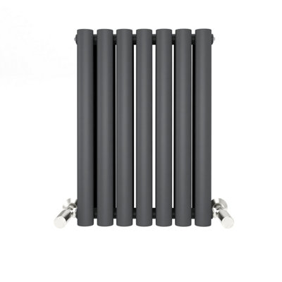 Anthracite Oval Tube 600x413mm Horizontal Double Panel Heated Towel Radiator