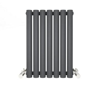 Anthracite Oval Tube 600x413mm Horizontal Single Panel Heated Towel ...