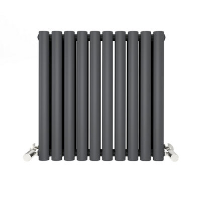 Anthracite Oval Tube 600x590mm Horizontal Double Panel Heated Towel Radiator