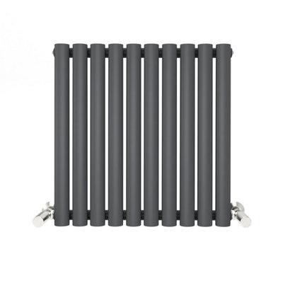 Anthracite Oval Tube 600x590mm Horizontal Single Panel Heated Towel Radiator