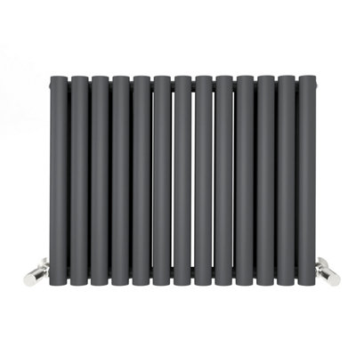 Anthracite Oval Tube 600x767mm Horizontal Double Panel Heated Towel Radiator